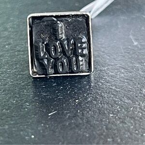 Black and Sterling Silver 925 “I Love You' stamp Charm